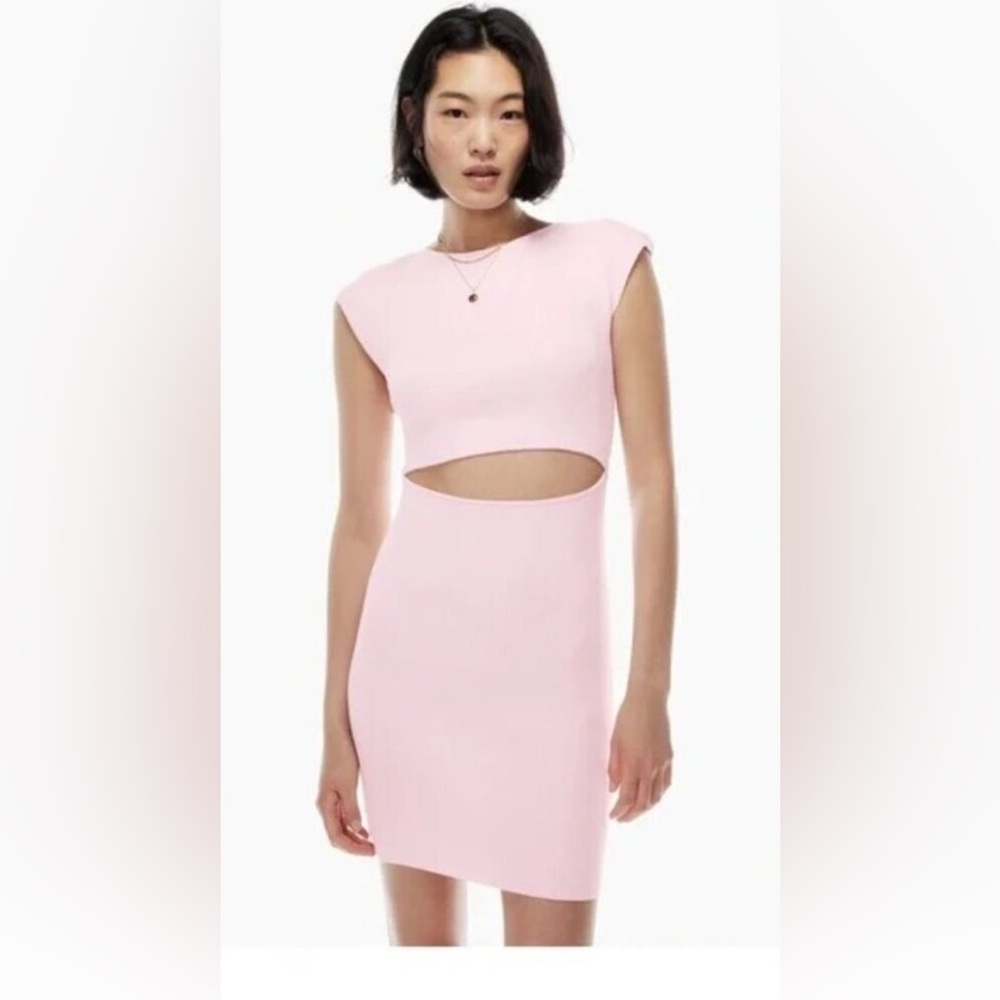 Wilfred free Pink Ribbed Belly cutout dress .